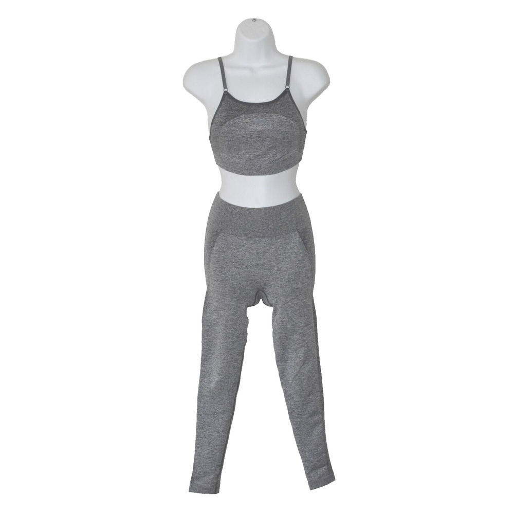 A5 Auth GYMSHARK Grey Flex Sports Bra and Leggings 2 Pc Set Size S